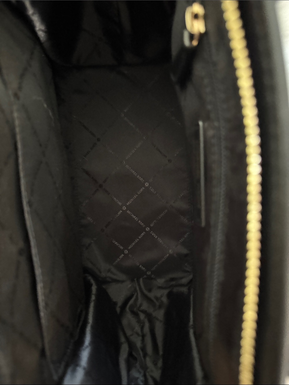 Michael Kors Black Leather Satchel with Gold MK Charm - Picture 3 of 5